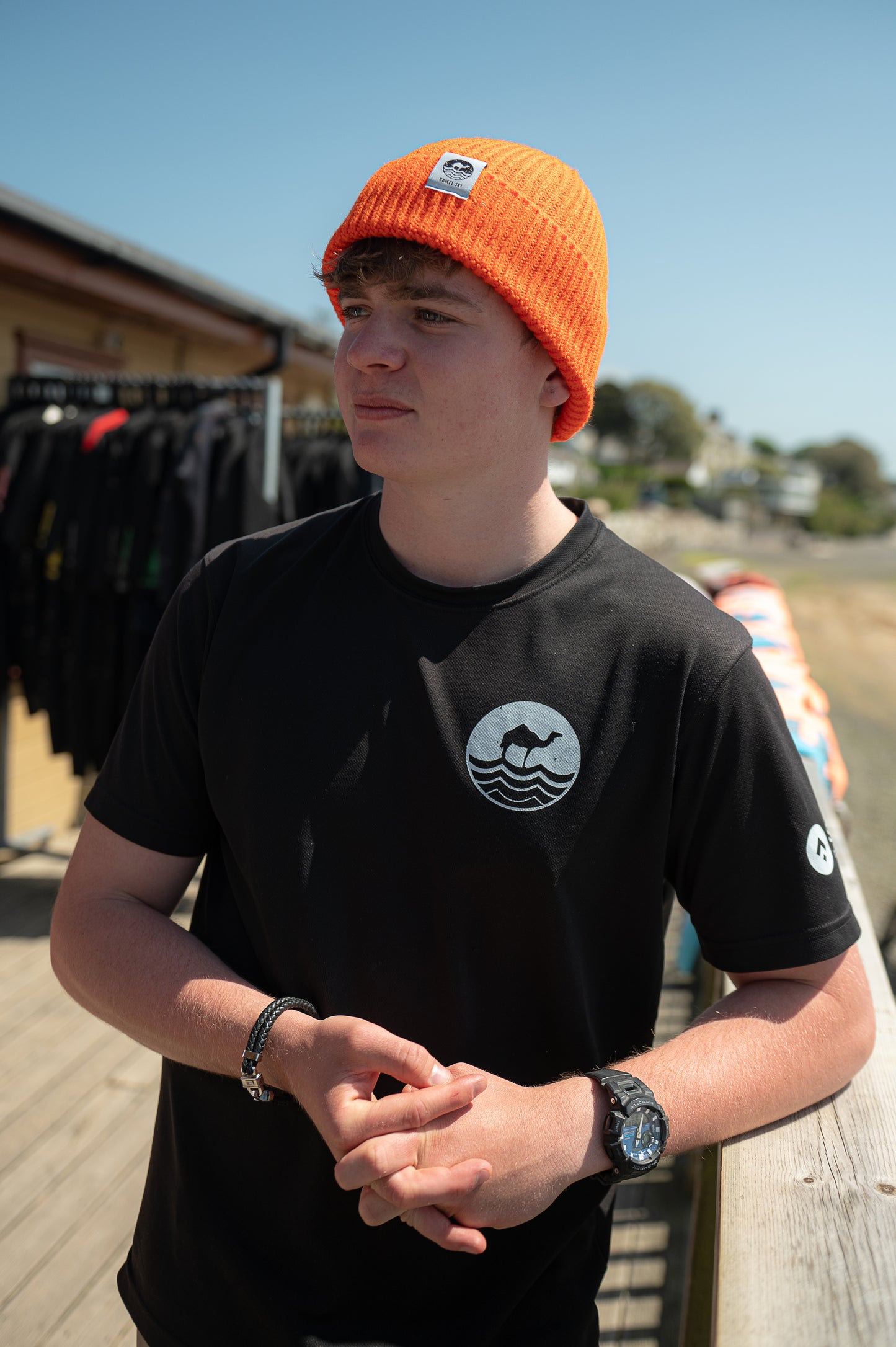 Burnt Orange Engineered Knit Rib Beanie