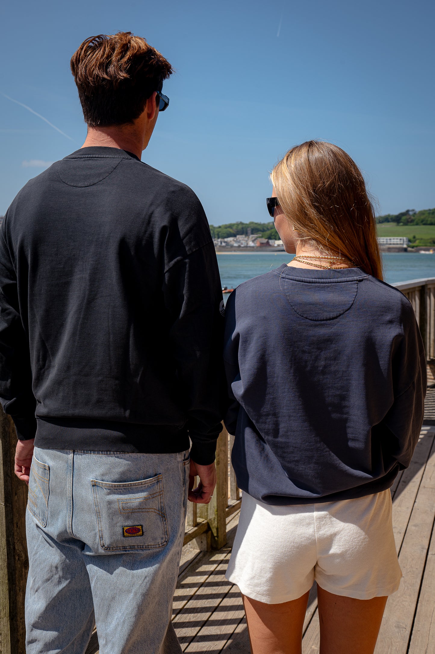 Unisex washed effect oversized crew neck sweatshirt