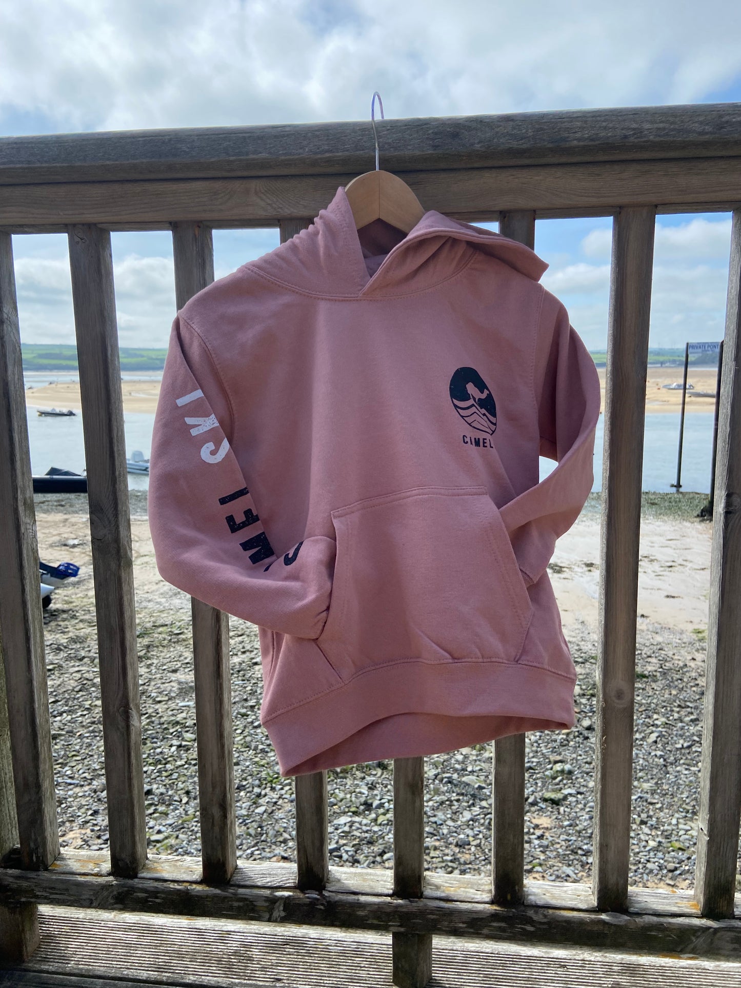 Childrens Dusty Pink College Hoodie - Wave