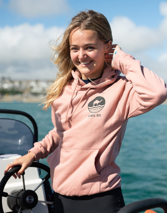 Childrens Dusty Pink College Hoodie - Wave