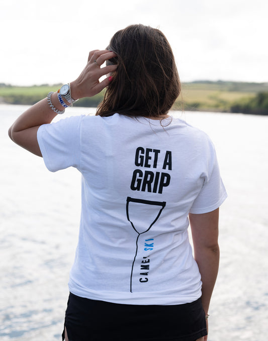 Adults White 'Get A Grip' T'Shirt