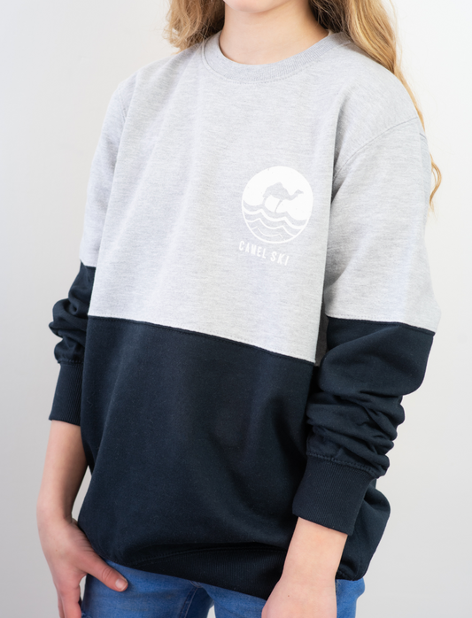 Adult Colour Block Sweatshirt - Heather Grey/ French Navy- Camel Ski