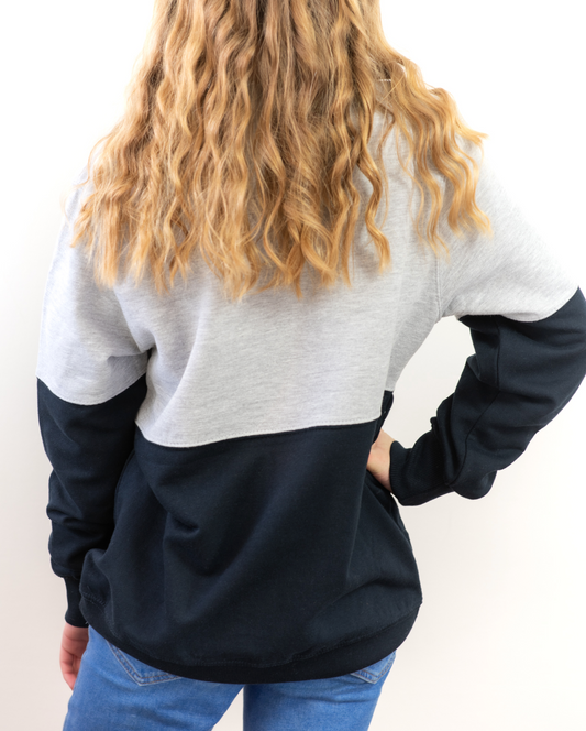 Adult Colour Block Sweatshirt - Heather Grey/ French Navy- Camel Ski